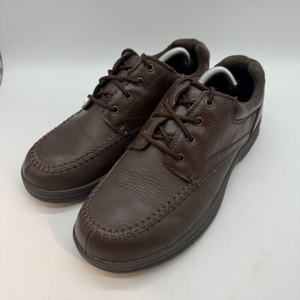 Dr. Scholl's Ross Derby Shoes Men's 10.5W Brown Leather Split Toe Lace Up Oxford - Picture 3 of 10